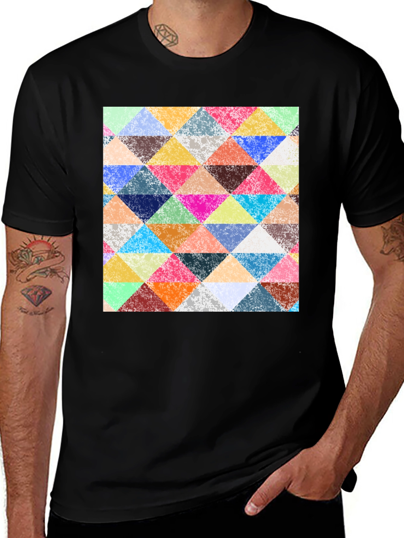 Triangular Mosaic Print T-Shirt