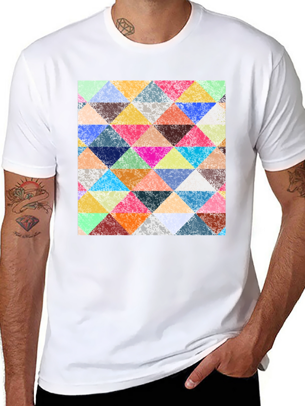 Triangular Mosaic Print T-Shirt