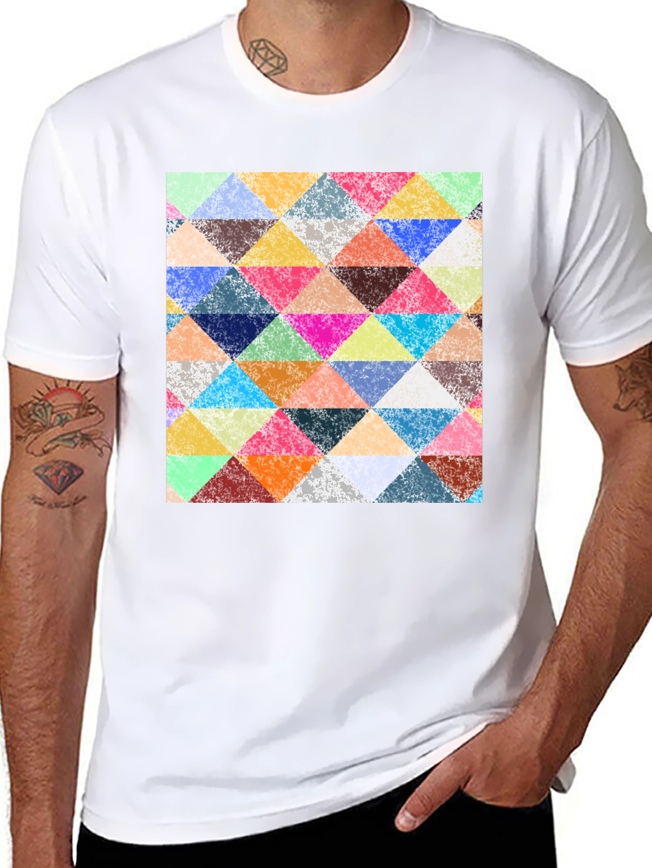 Triangular Mosaic Print T-Shirt