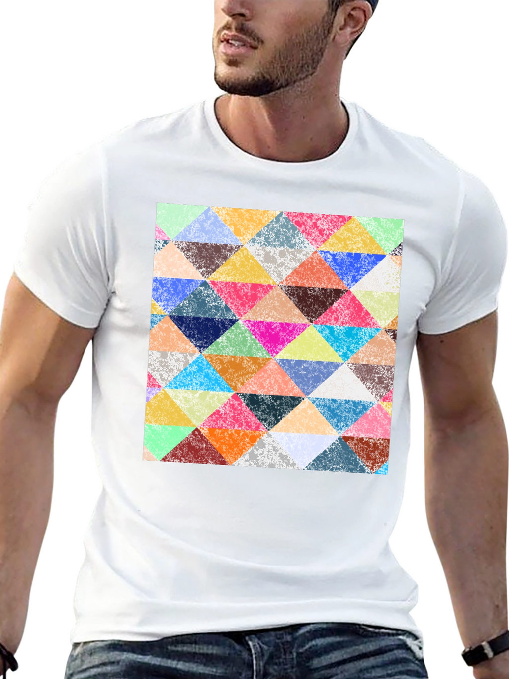 Triangular Mosaic Print T-Shirt