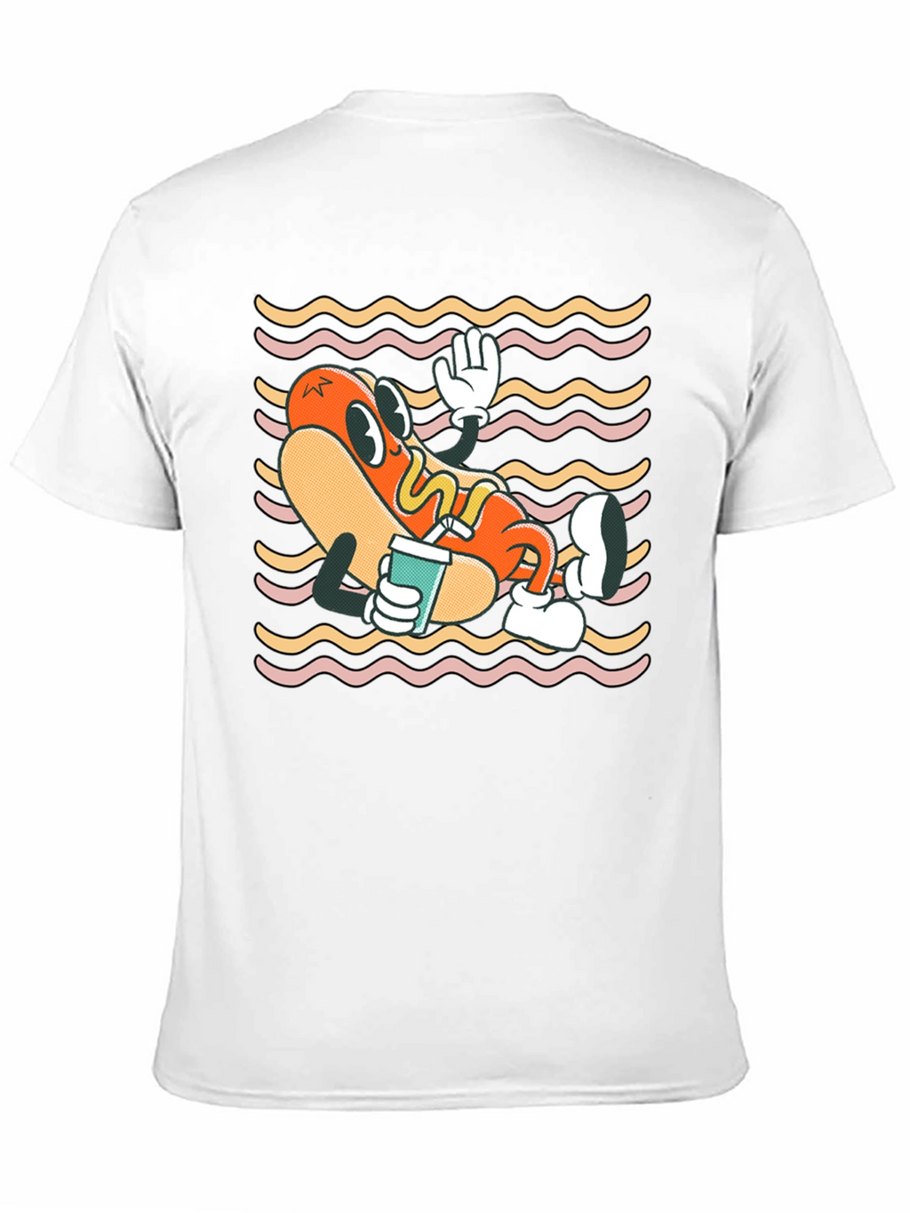 Cartoon Hotdog Graphic T-Shirt