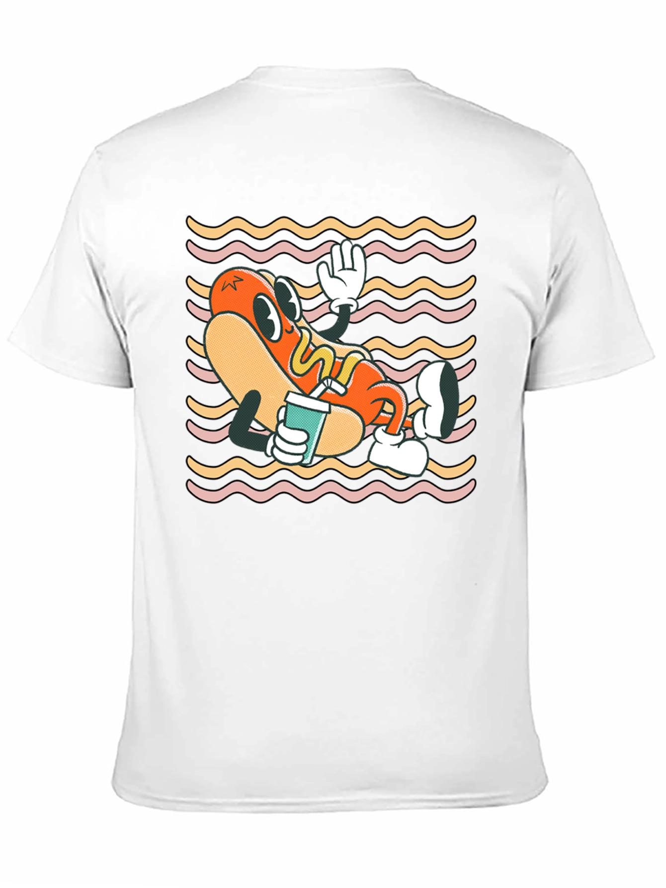 Cartoon Hotdog Graphic T-Shirt