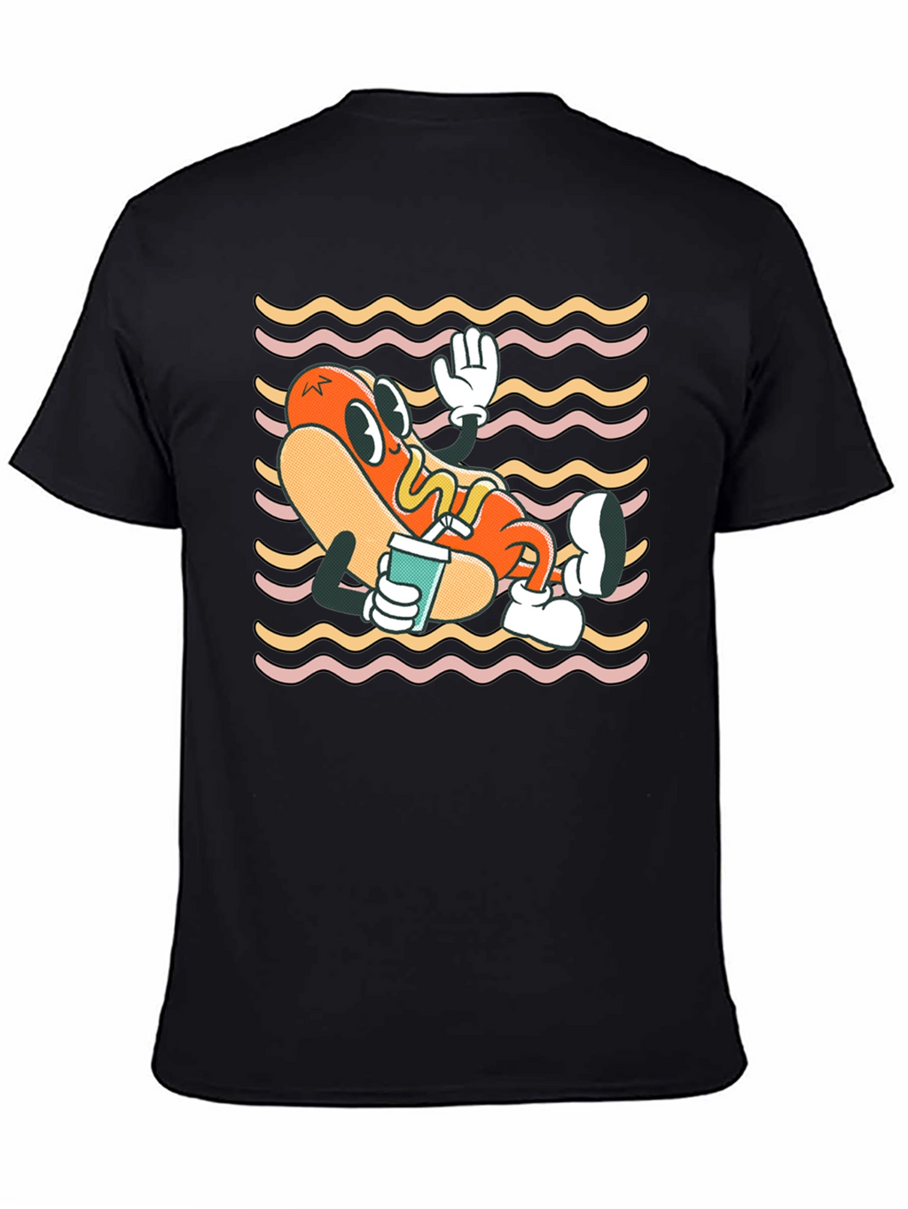 Cartoon Hotdog Graphic T-Shirt