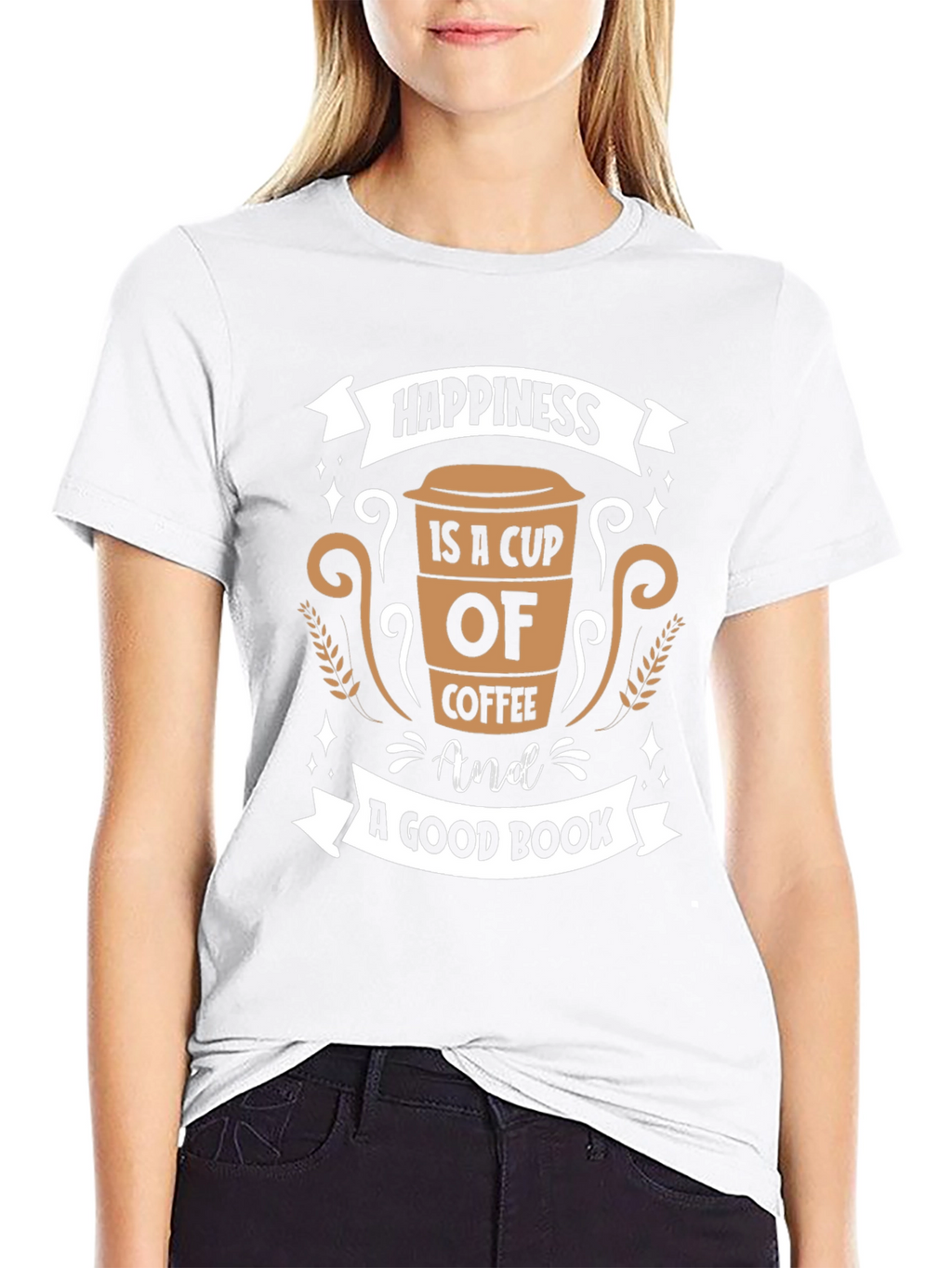 Coffee and Book Lovers T-Shirt - Happiness Design