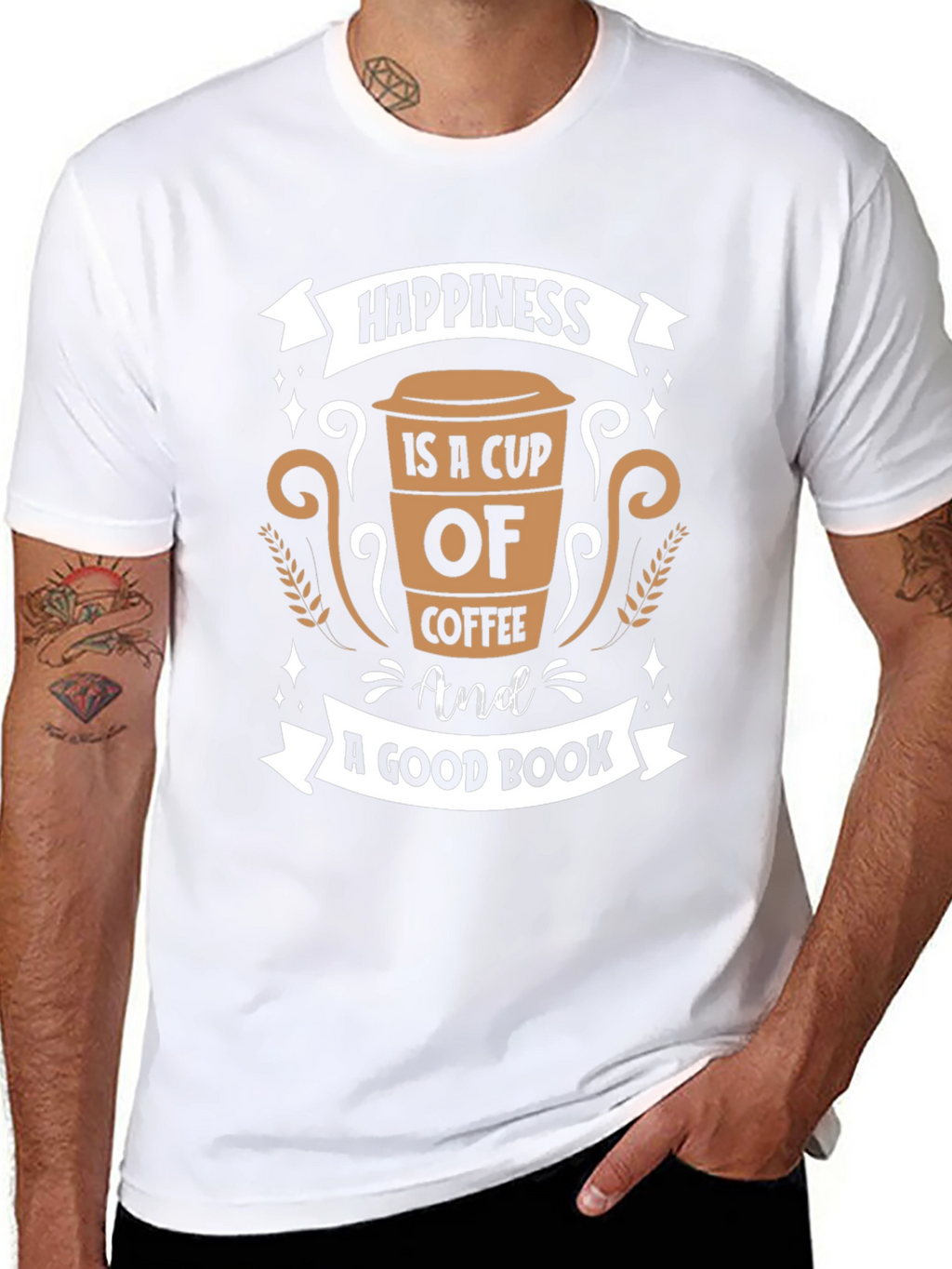 Coffee and Book Lovers T-Shirt - Happiness Design