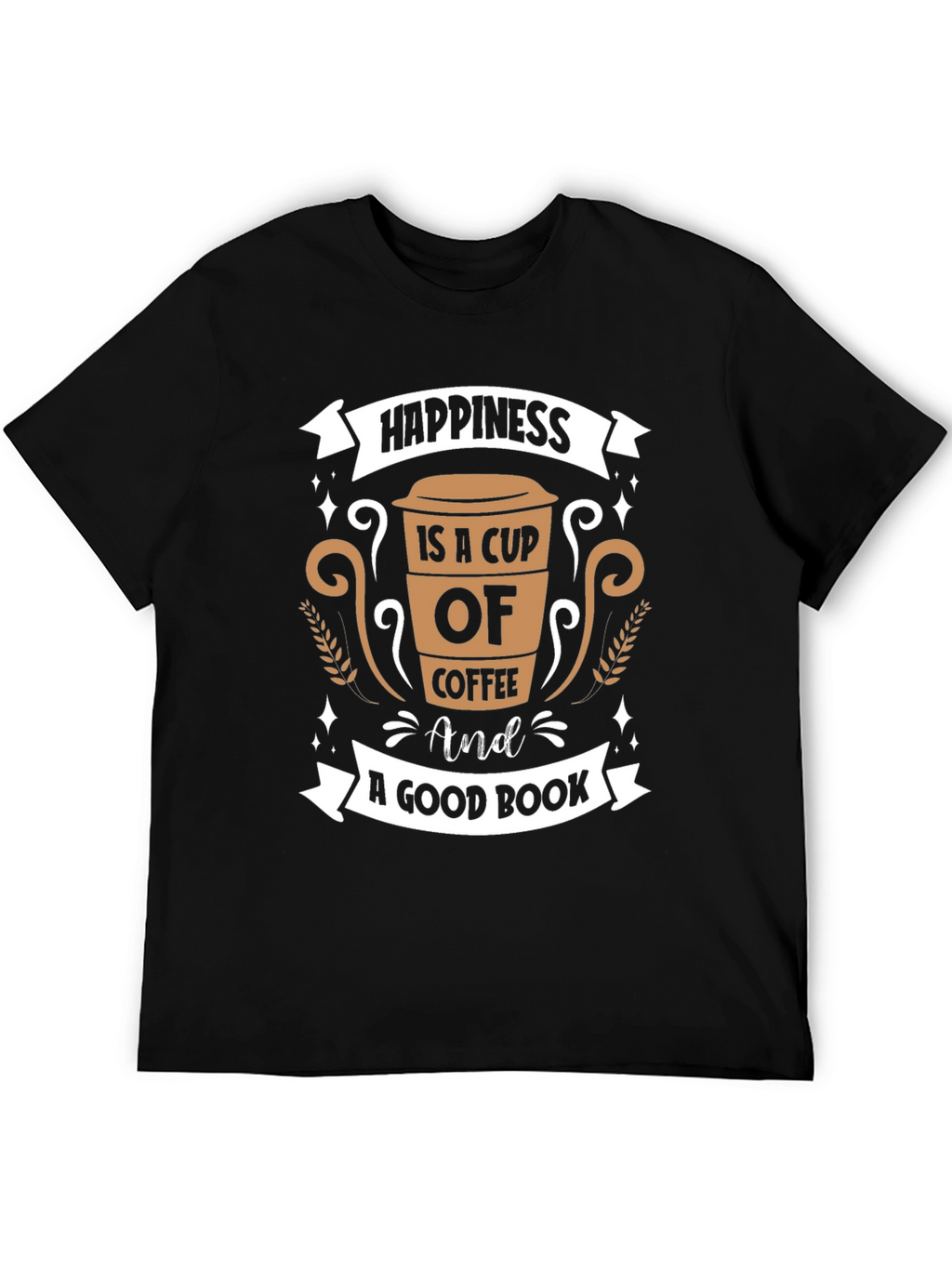 Coffee and Book Lovers T-Shirt - Happiness Design