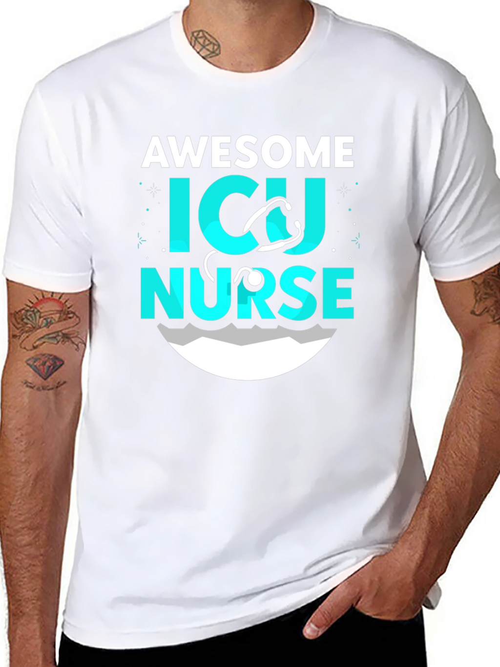 Awesome ICU Nurse Graphic T-Shirt - Black
