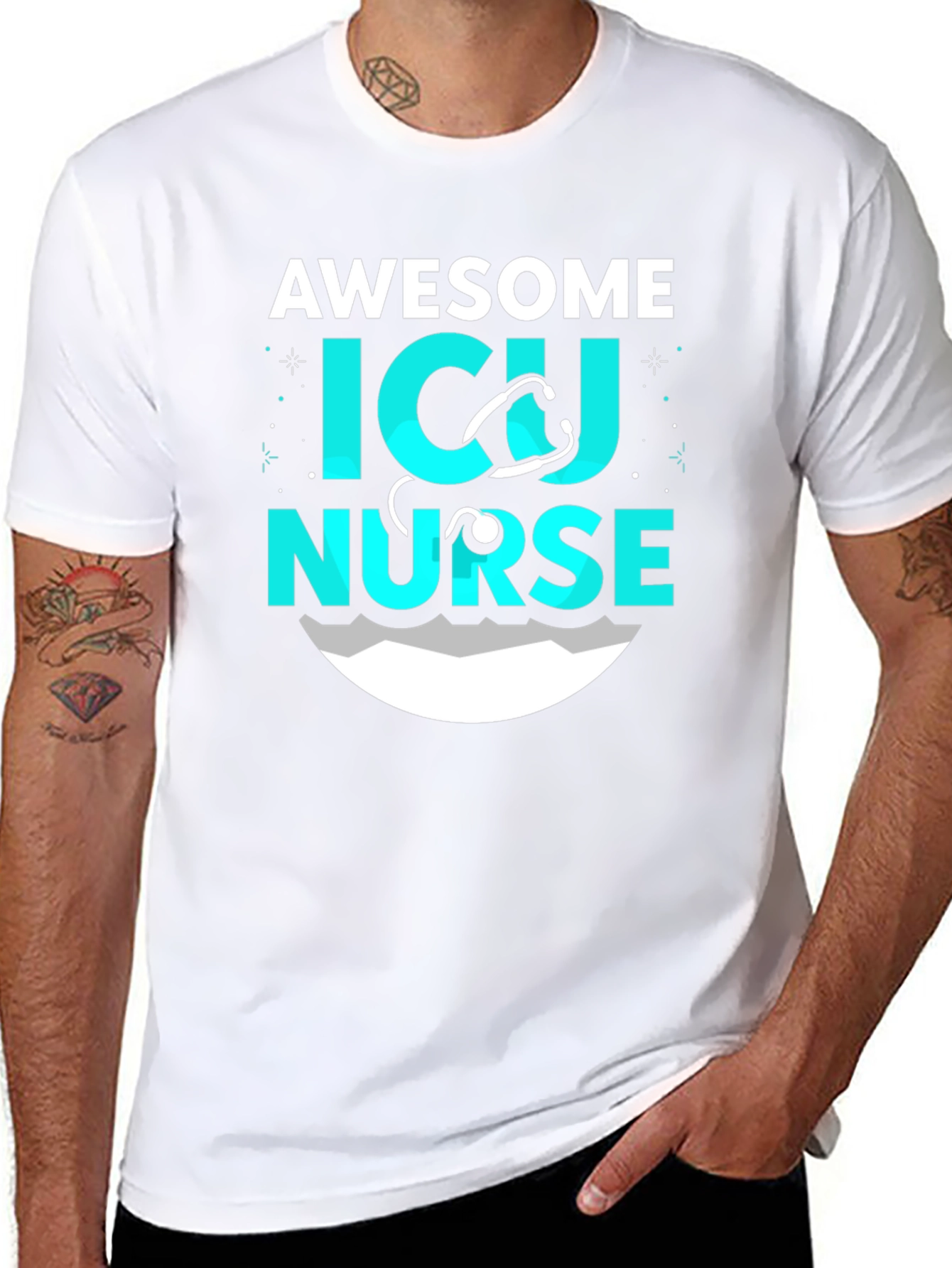 Awesome ICU Nurse Graphic T-Shirt - Black