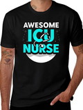 Awesome ICU Nurse Graphic T-Shirt - Black
