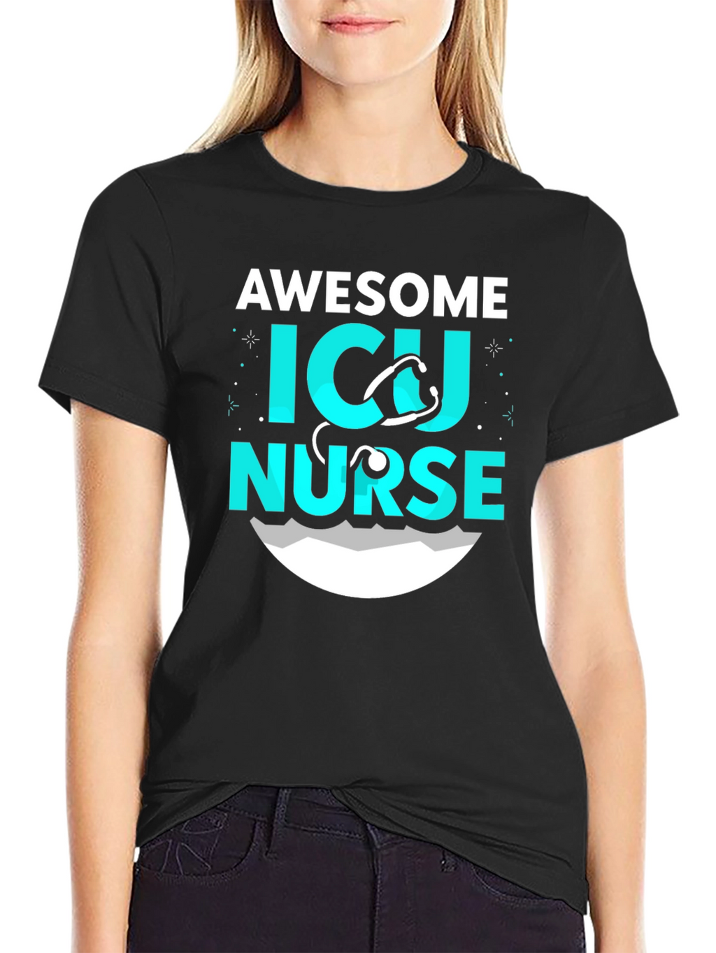 Awesome ICU Nurse Graphic T-Shirt - Black