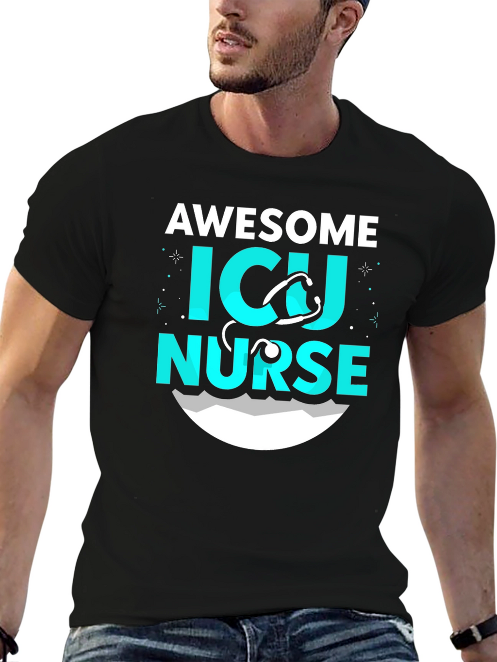 Awesome ICU Nurse Graphic T-Shirt - Black