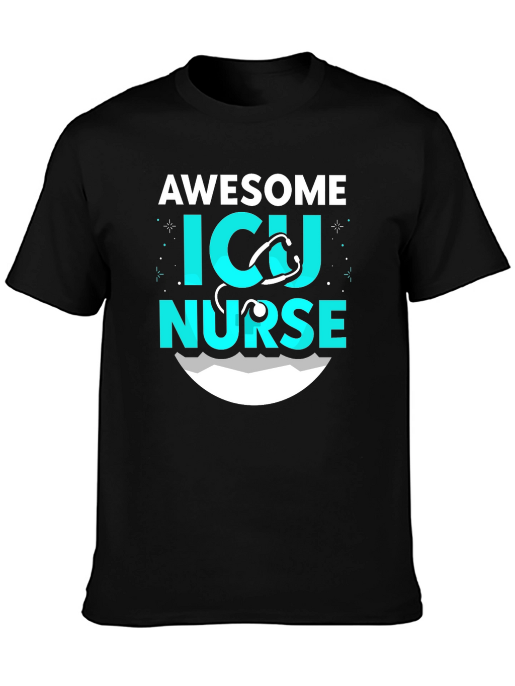 Awesome ICU Nurse Graphic T-Shirt - Black