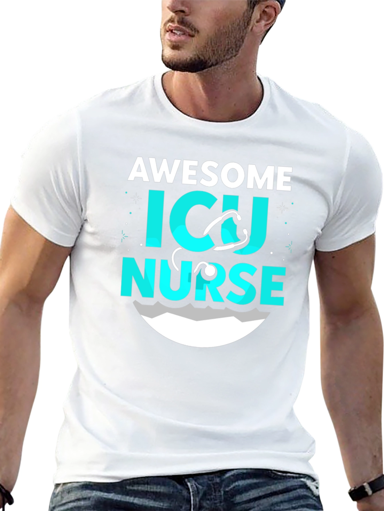 Awesome ICU Nurse Graphic T-Shirt - Black