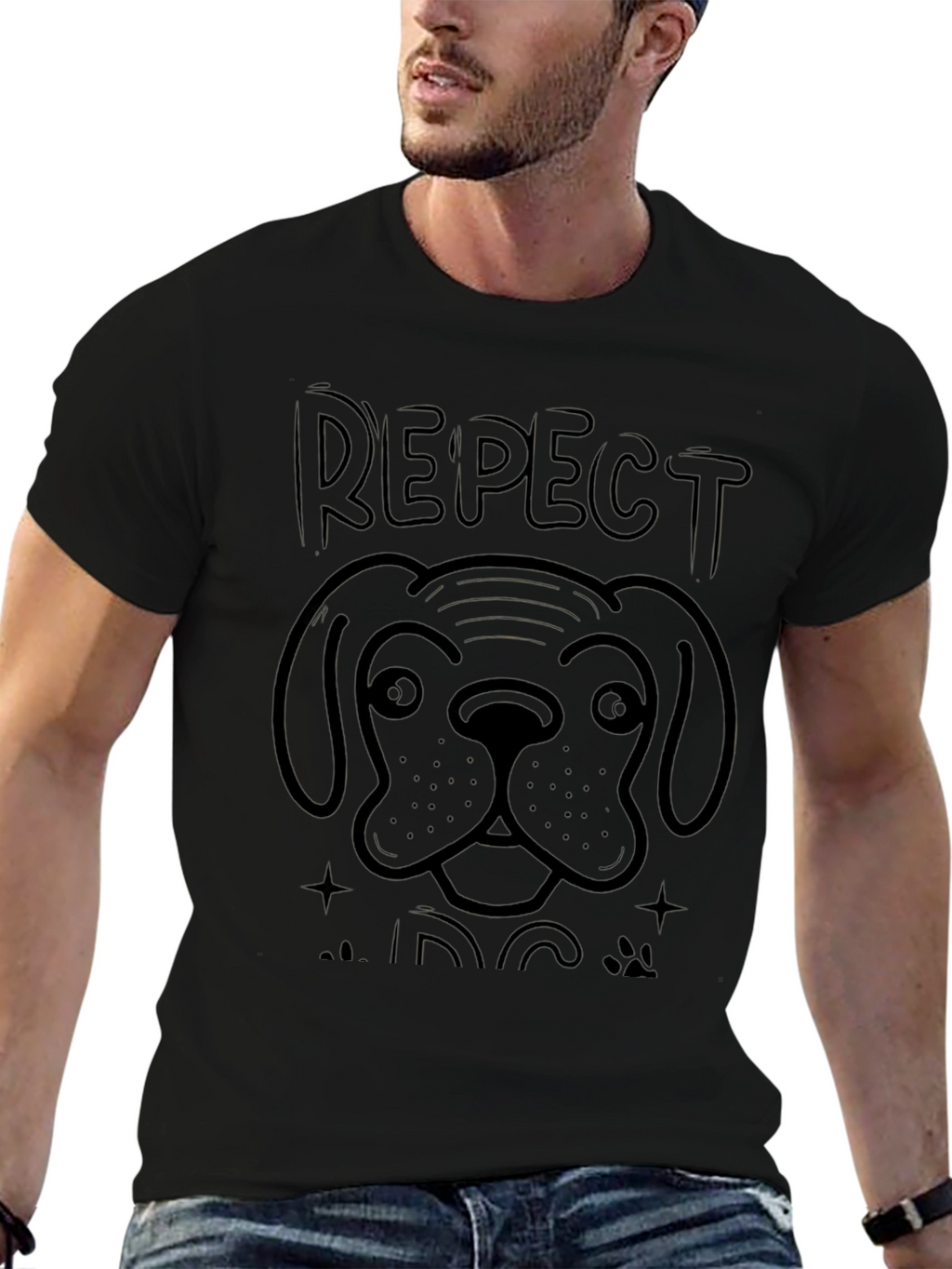 Respect the Dog Graphic T-Shirt - Black