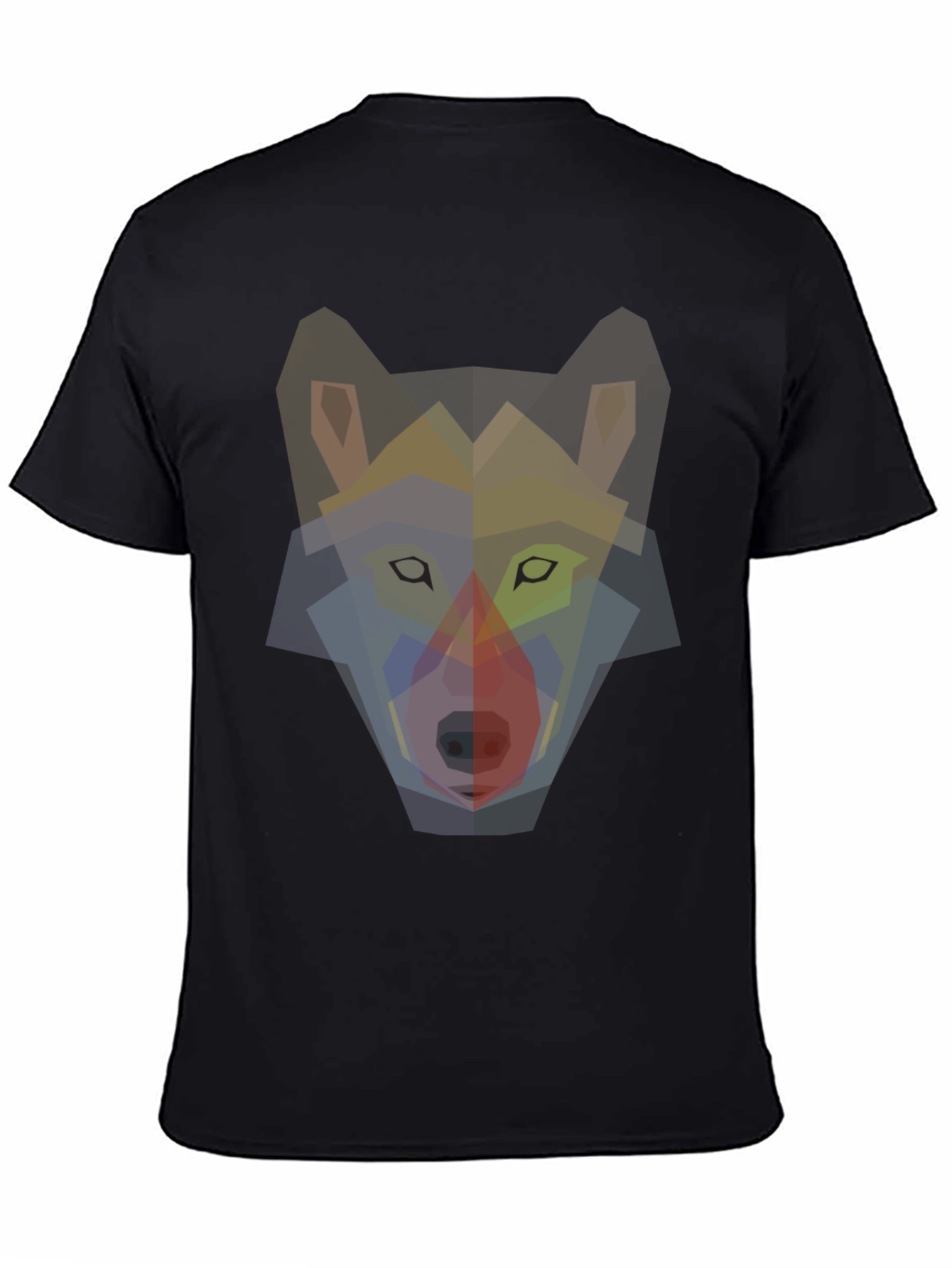 Geometric Wolf Graphic Print T-Shirt - Mens Black Tee