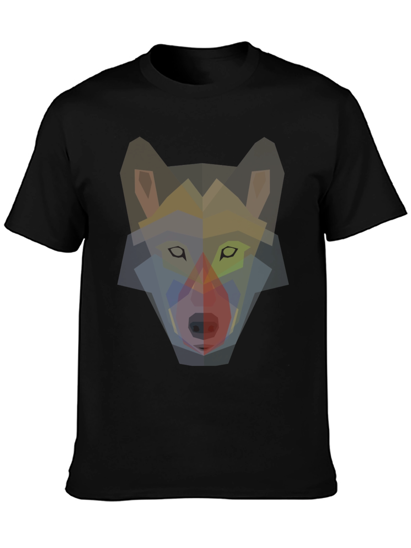 Geometric Wolf Graphic Print T-Shirt - Mens Black Tee