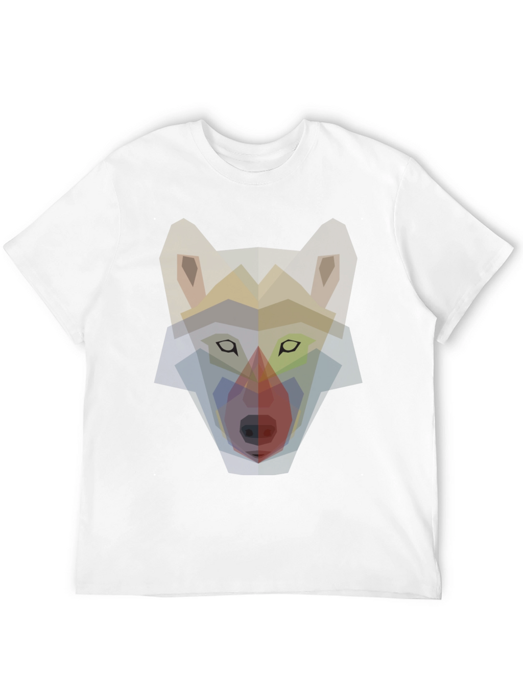 Geometric Wolf Graphic Print T-Shirt - Mens Black Tee
