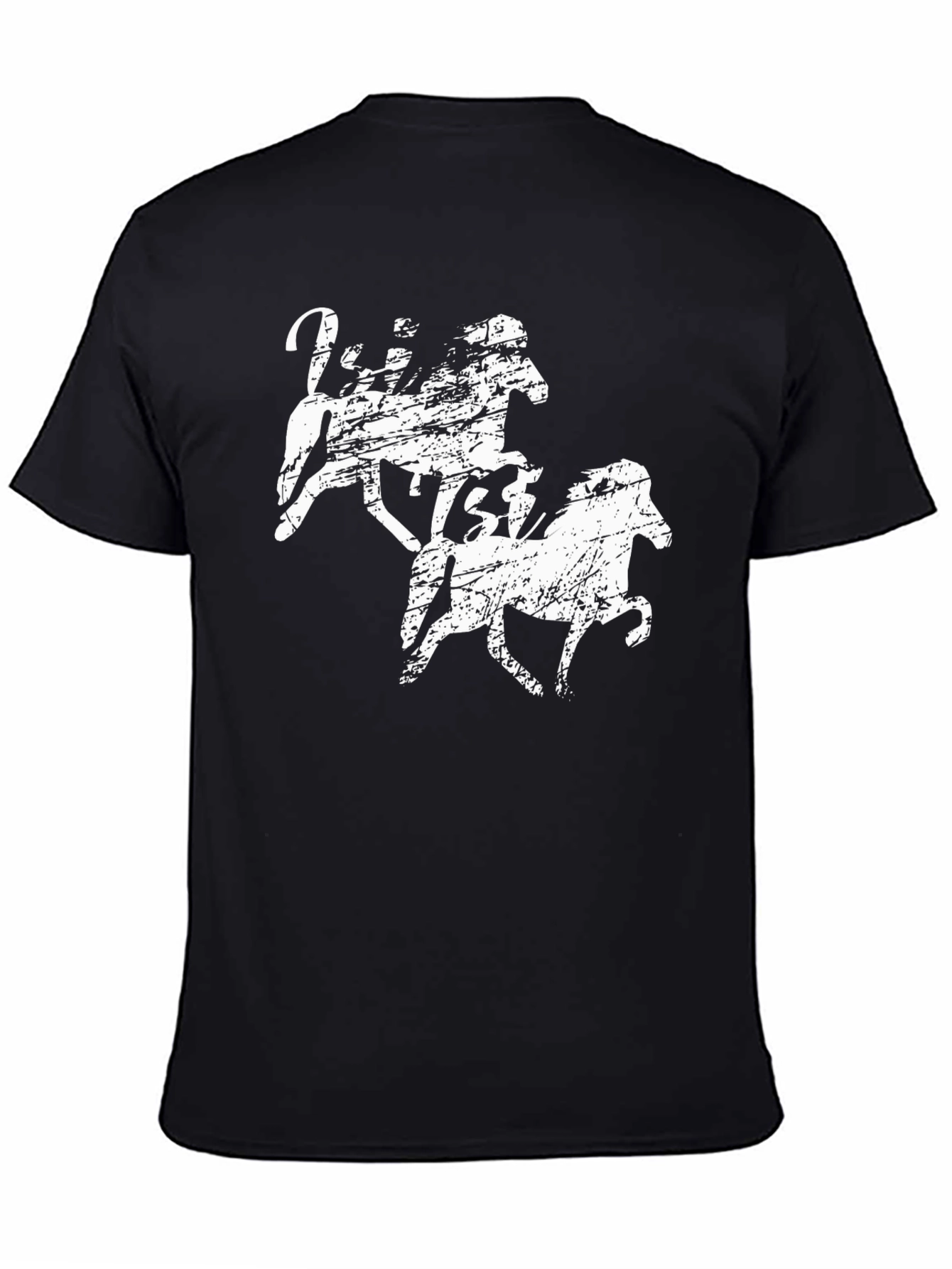 Vintage Horses Graphic Tee - Black Cotton T-Shirt