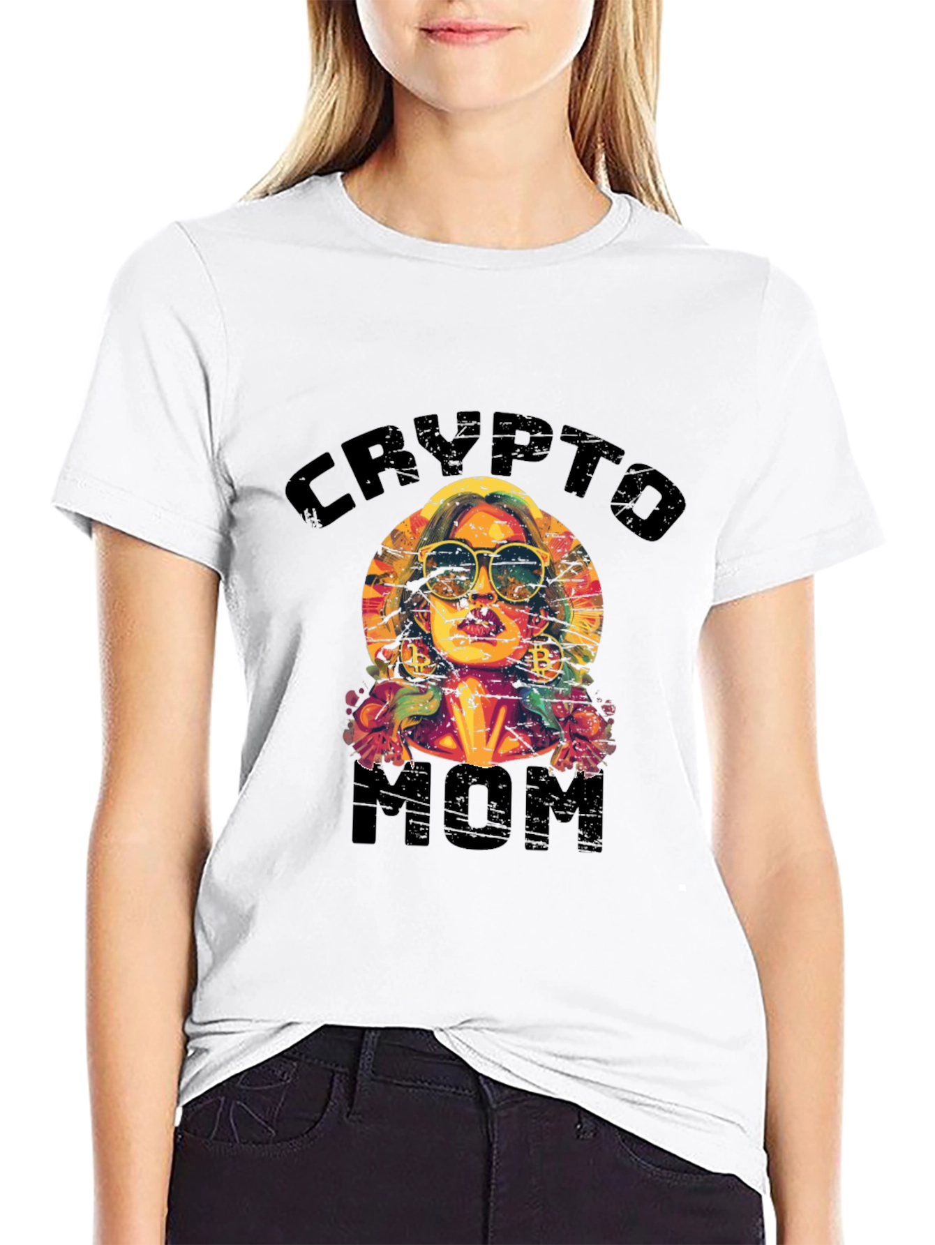 Crypto Mom Graphic T-Shirt - Cool Trendy Design
