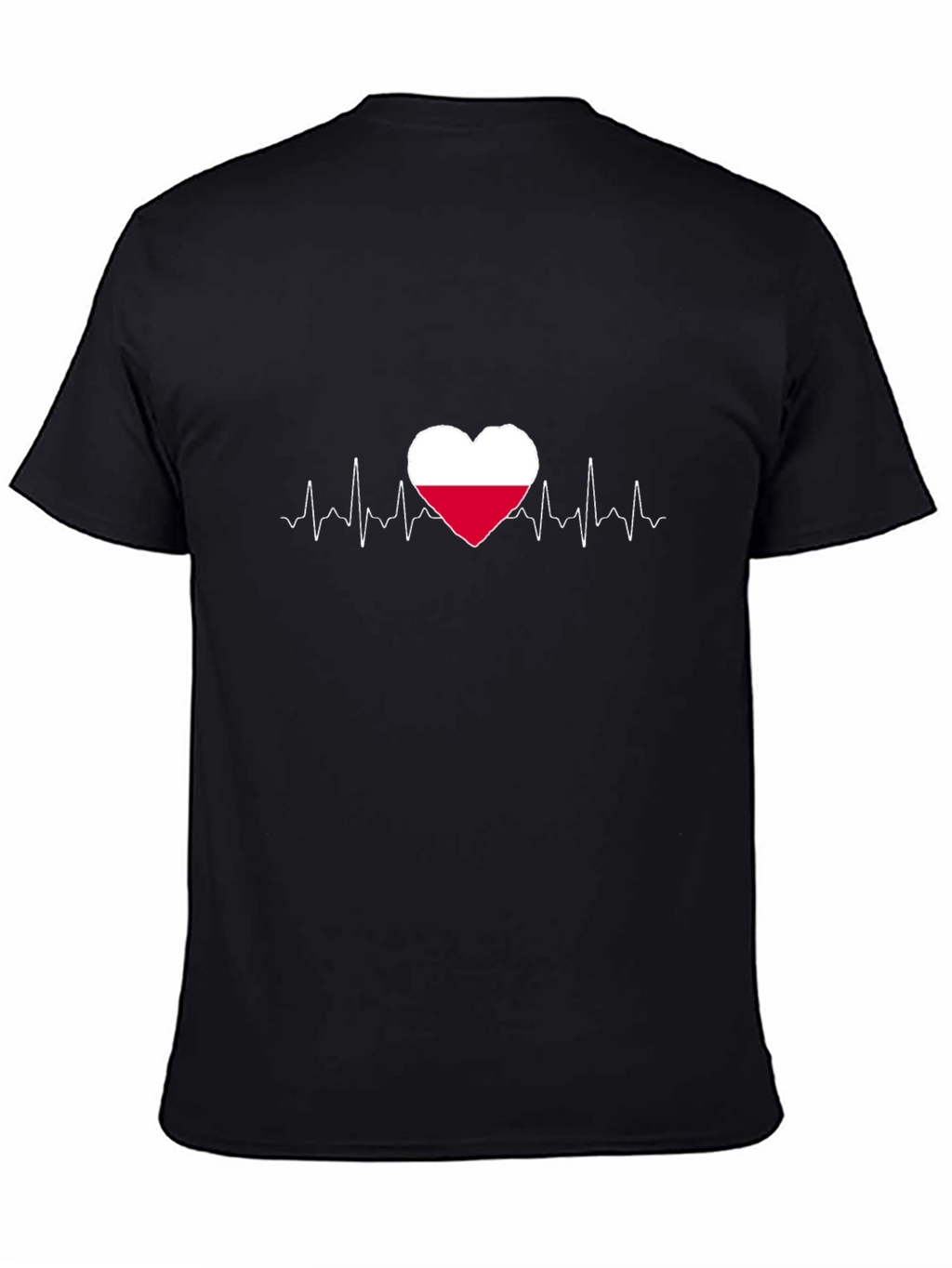 Poland Flag Heartbeat Graphic Tee - Black