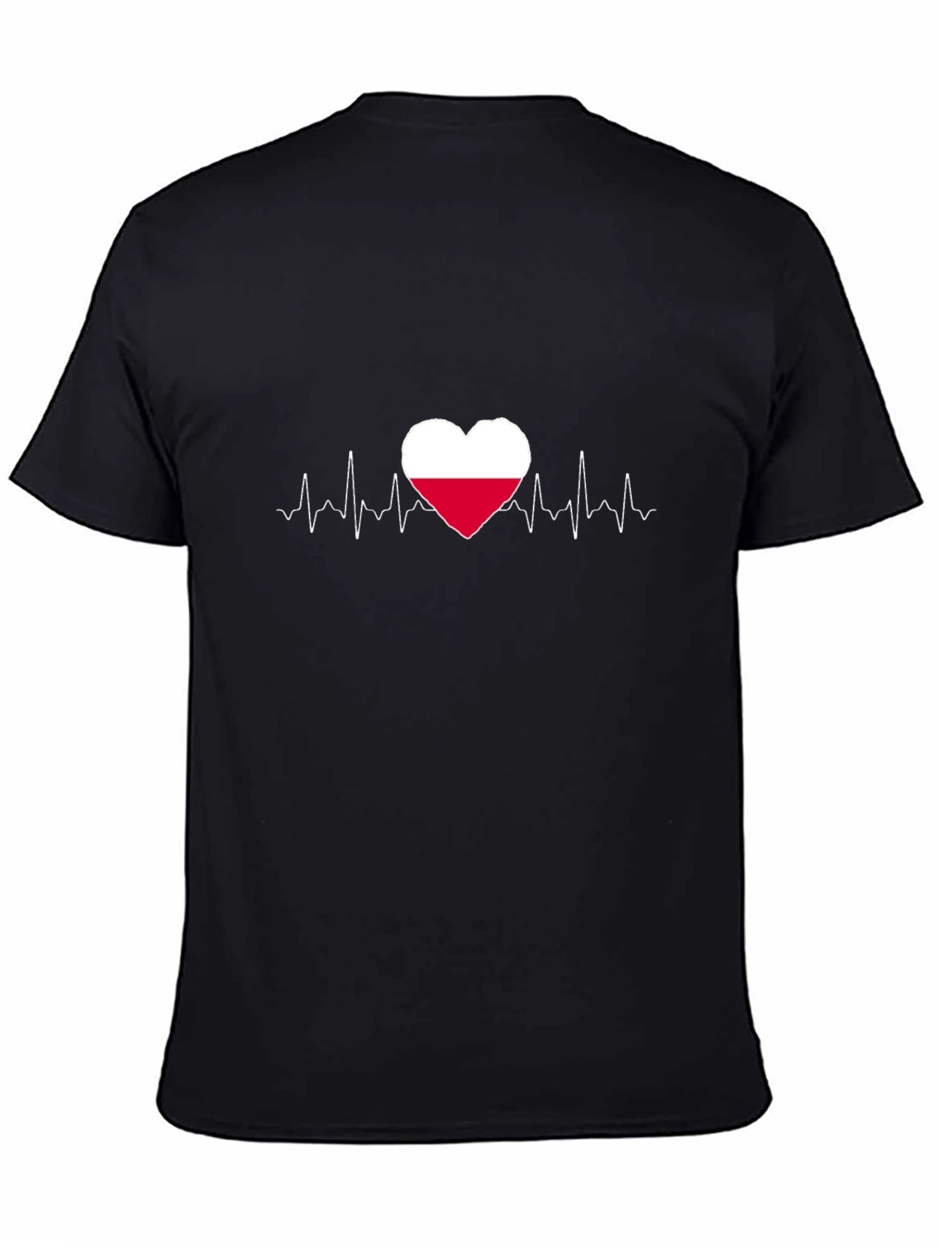 Poland Flag Heartbeat Graphic Tee - Black