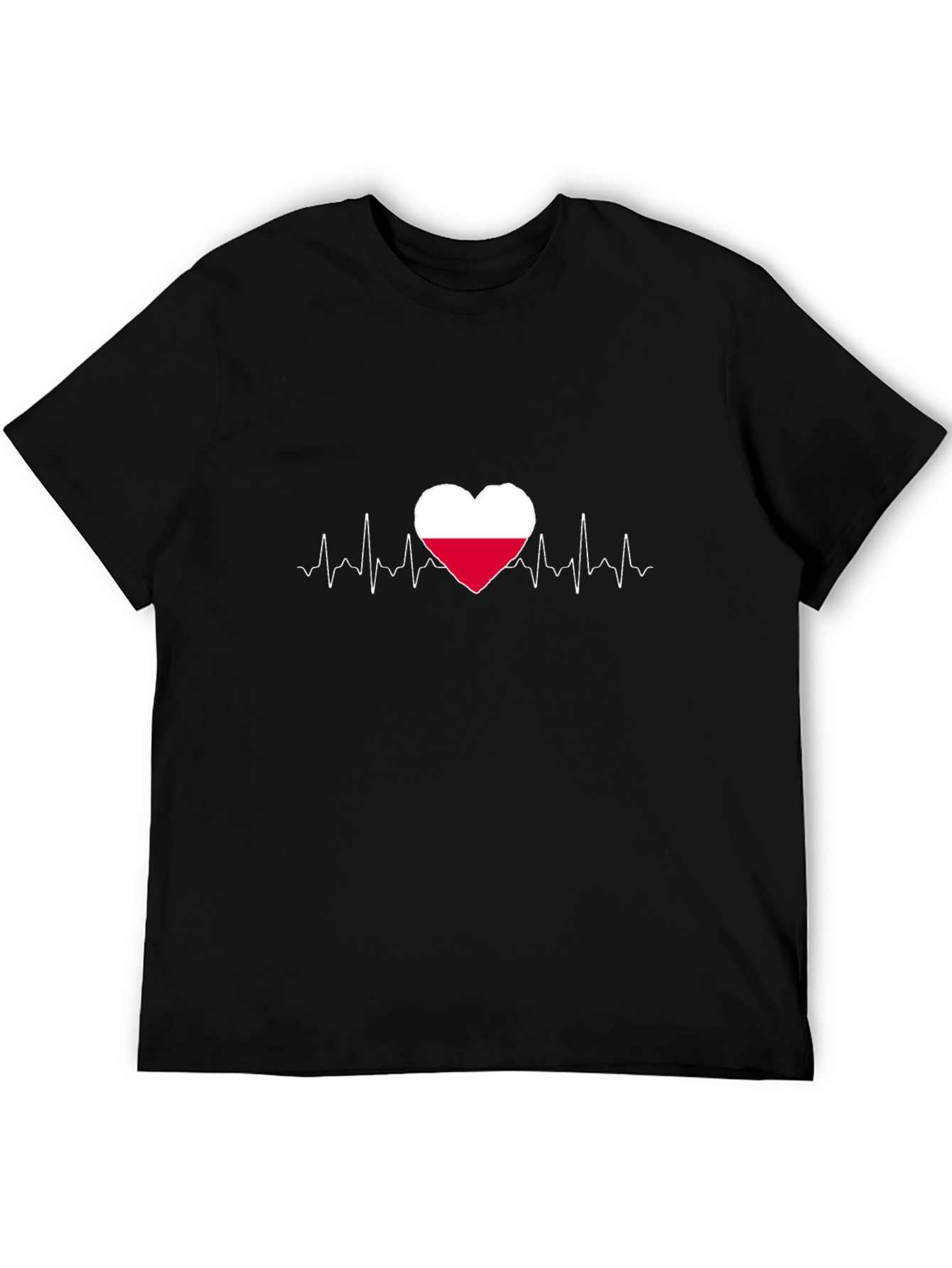 Poland Flag Heartbeat Graphic Tee - Black