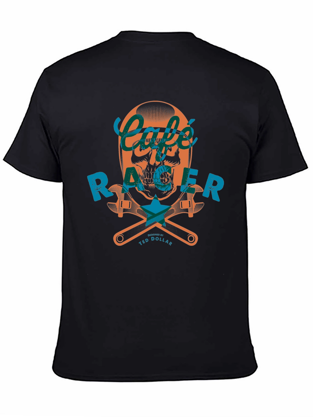 Cafe Racer Skull Graphic Tee - Black Cotton