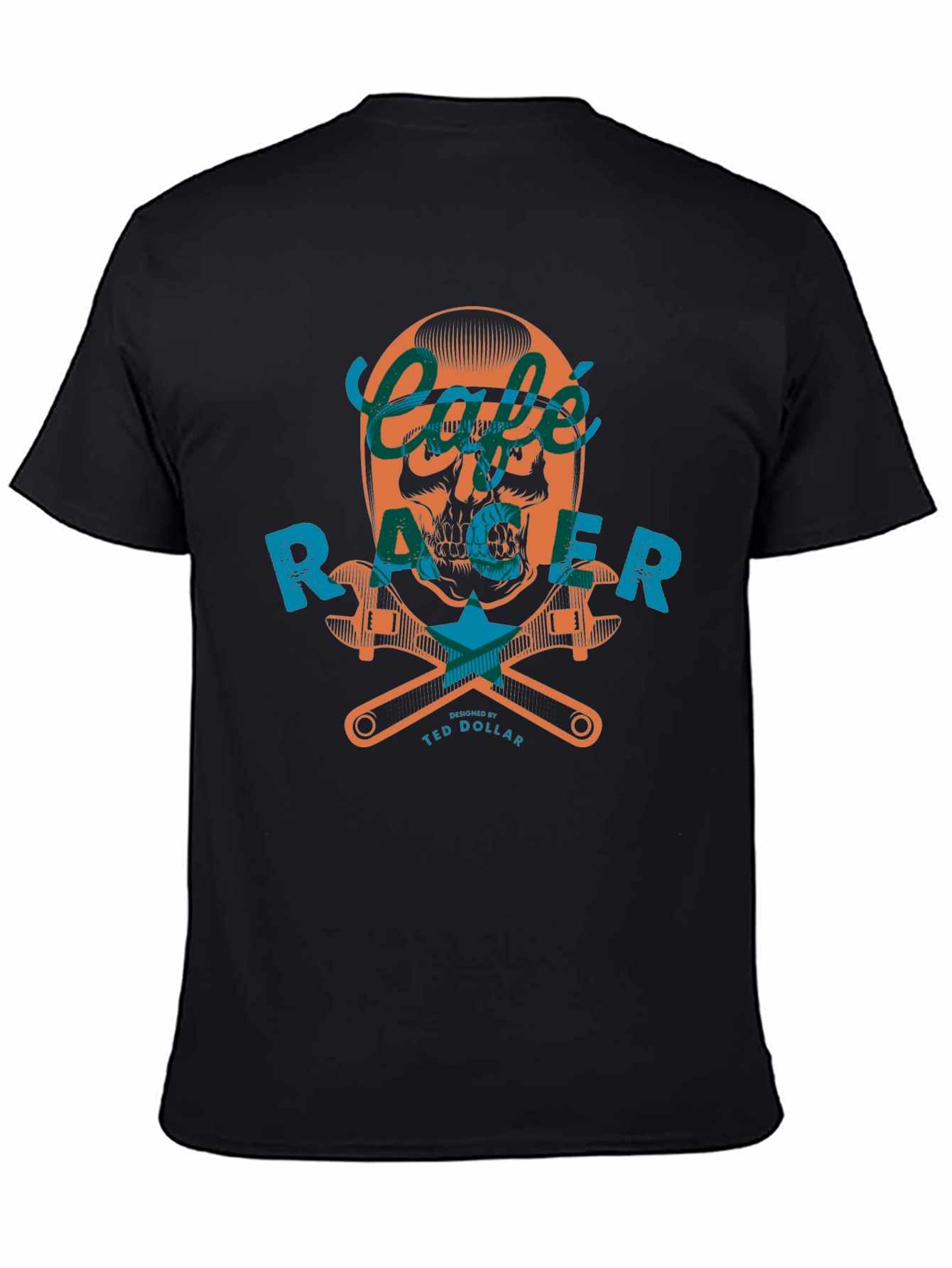Cafe Racer Skull Graphic Tee - Black Cotton