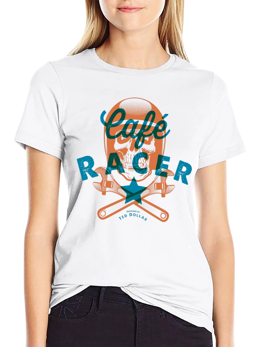 Cafe Racer Skull Graphic Tee - Black Cotton