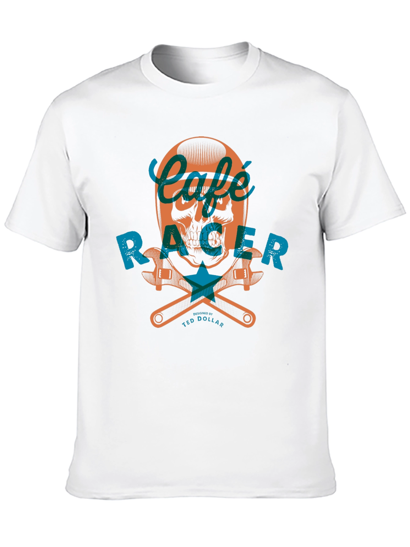 Cafe Racer Skull Graphic Tee - Black Cotton