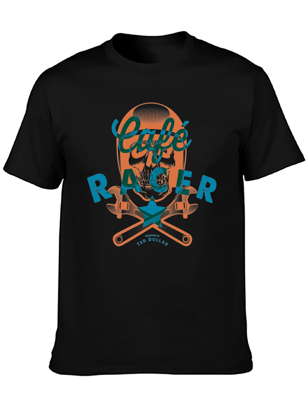 Cafe Racer Skull Graphic Tee - Black Cotton