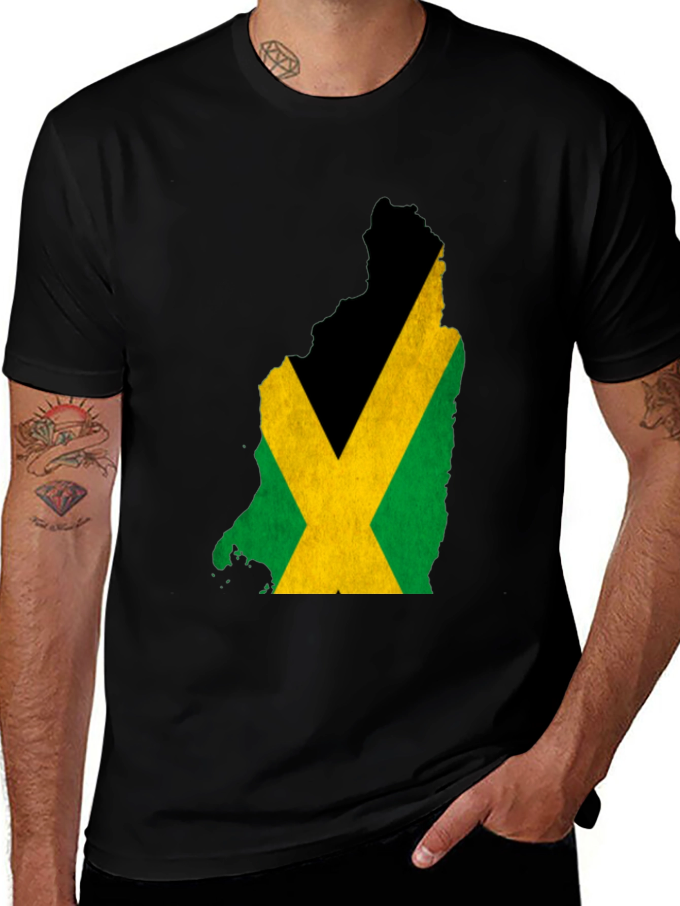 Jamaica Flag Map Tee - Black