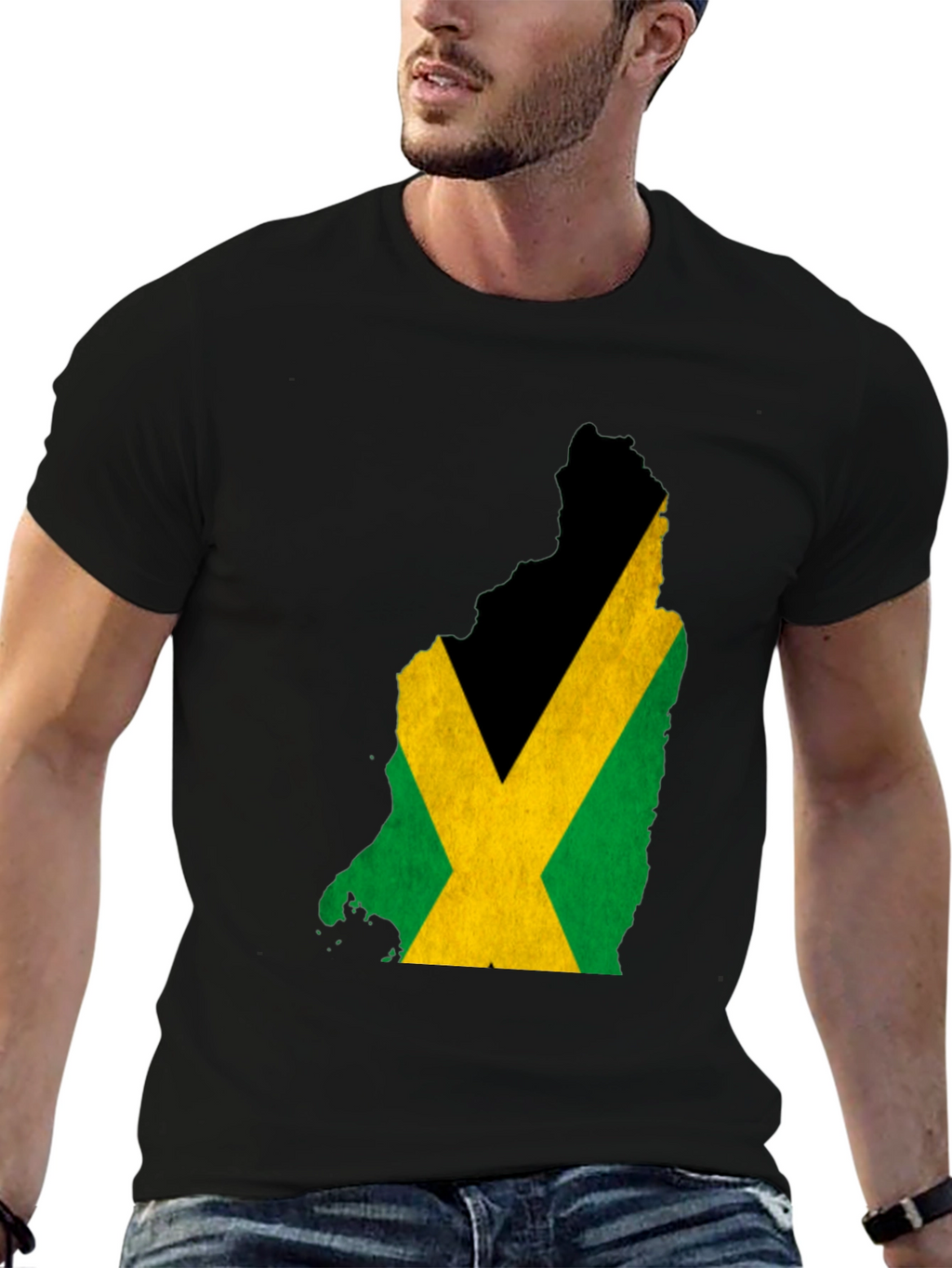 Jamaica Flag Map Tee - Black