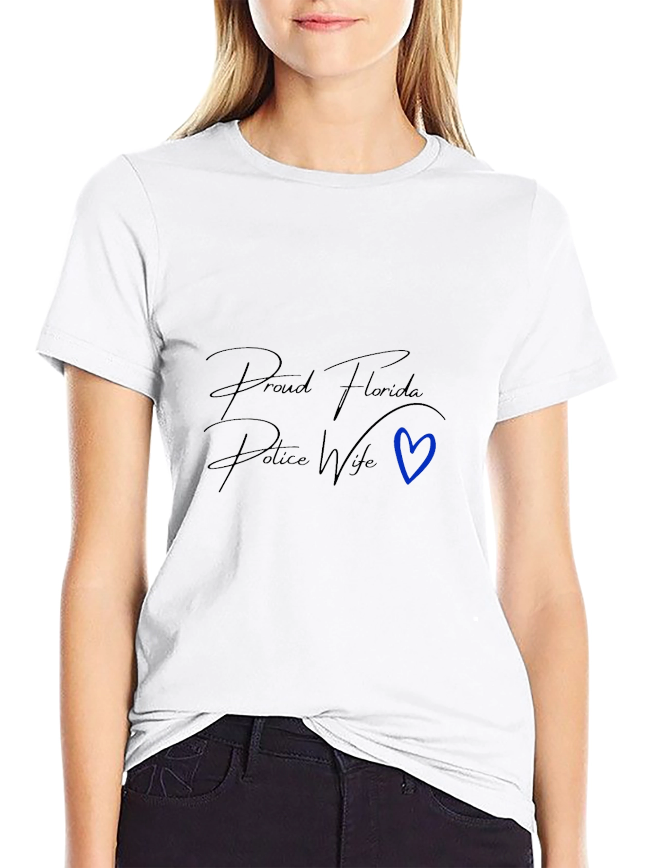 Proud Florida Police Wife Black T-Shirt