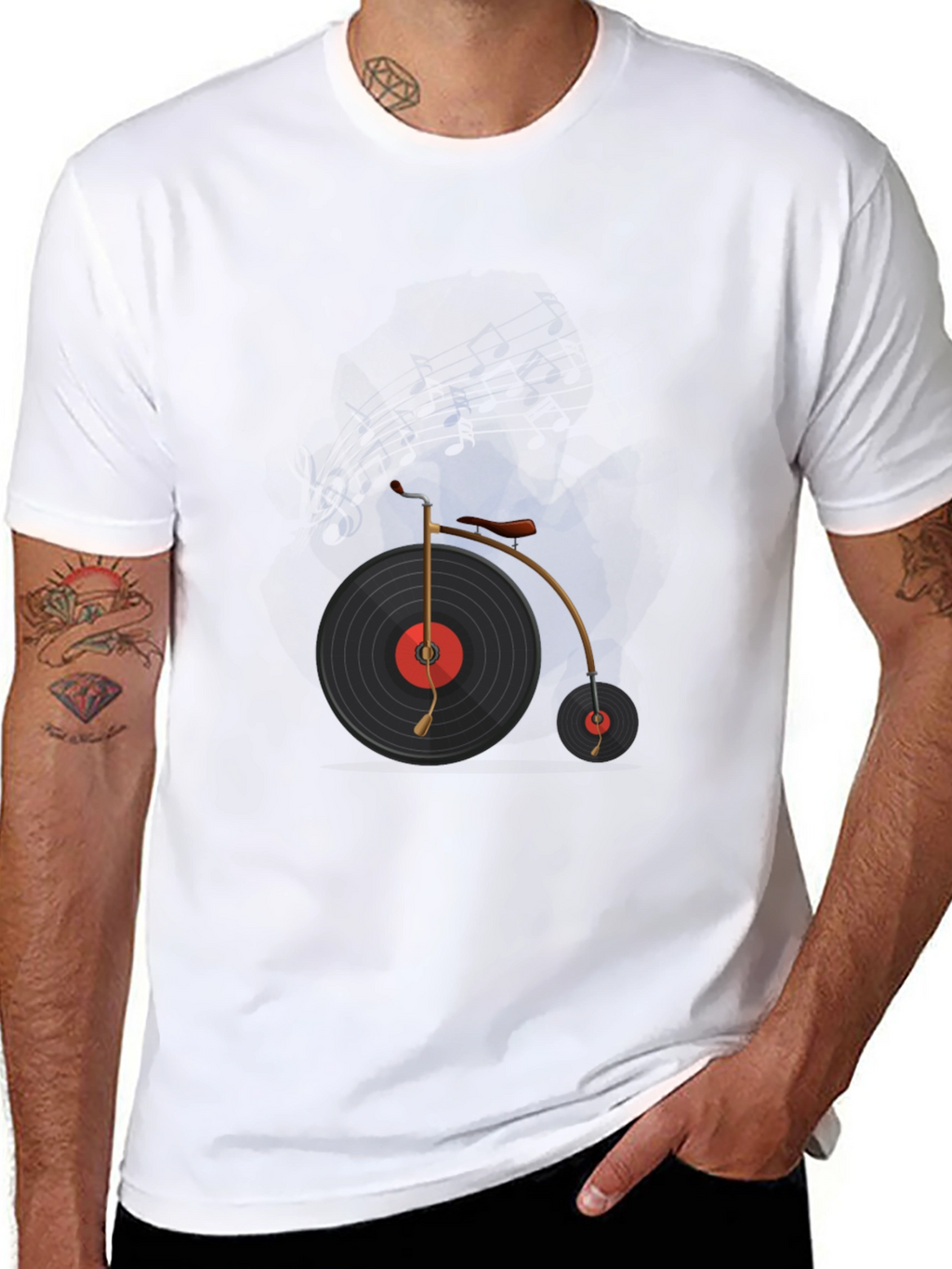 Vinyl Record Bicycle Graphic T-Shirt
