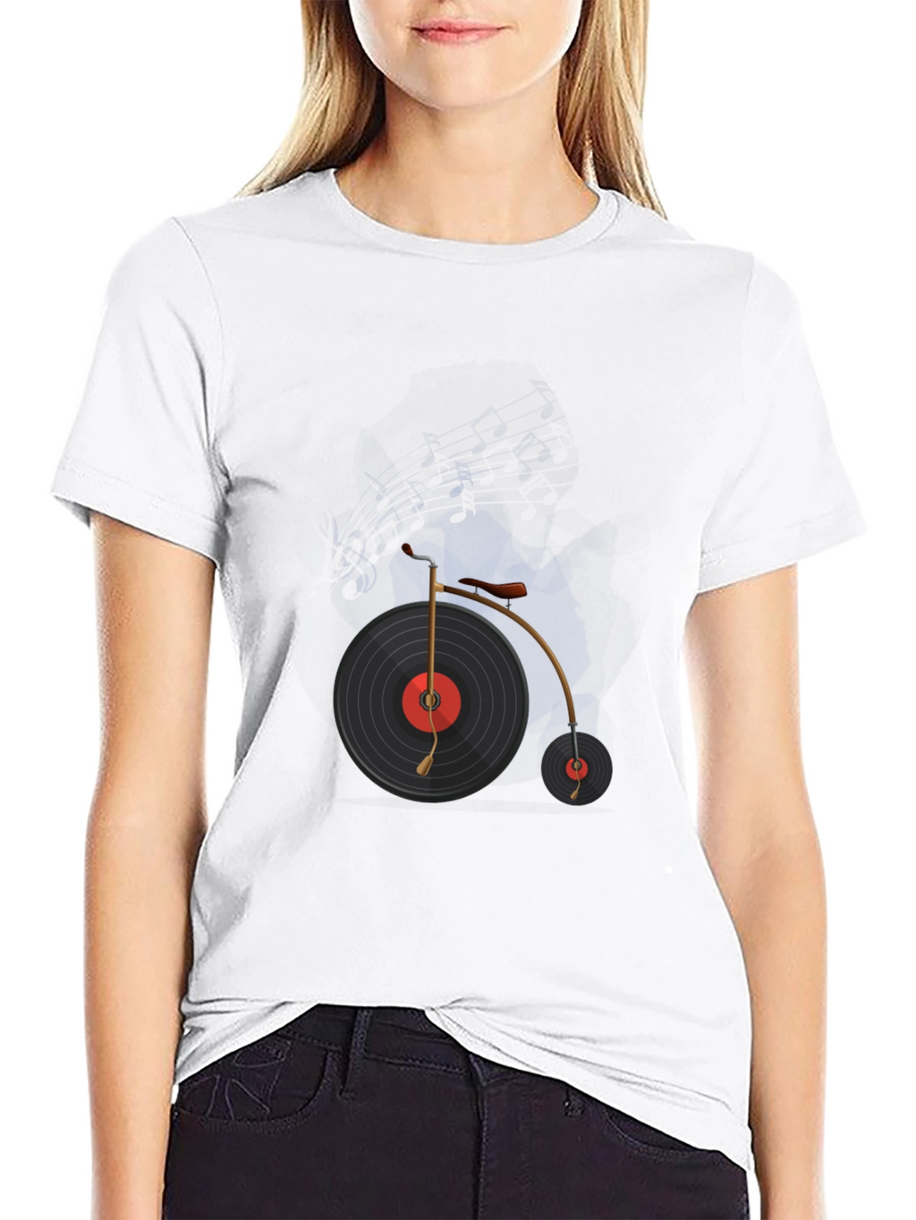 Vinyl Record Bicycle Graphic T-Shirt