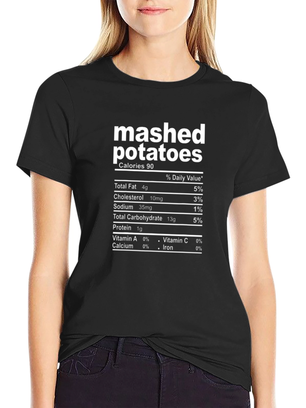 Mashed Potatoes Nutrition Facts Black T-Shirt
