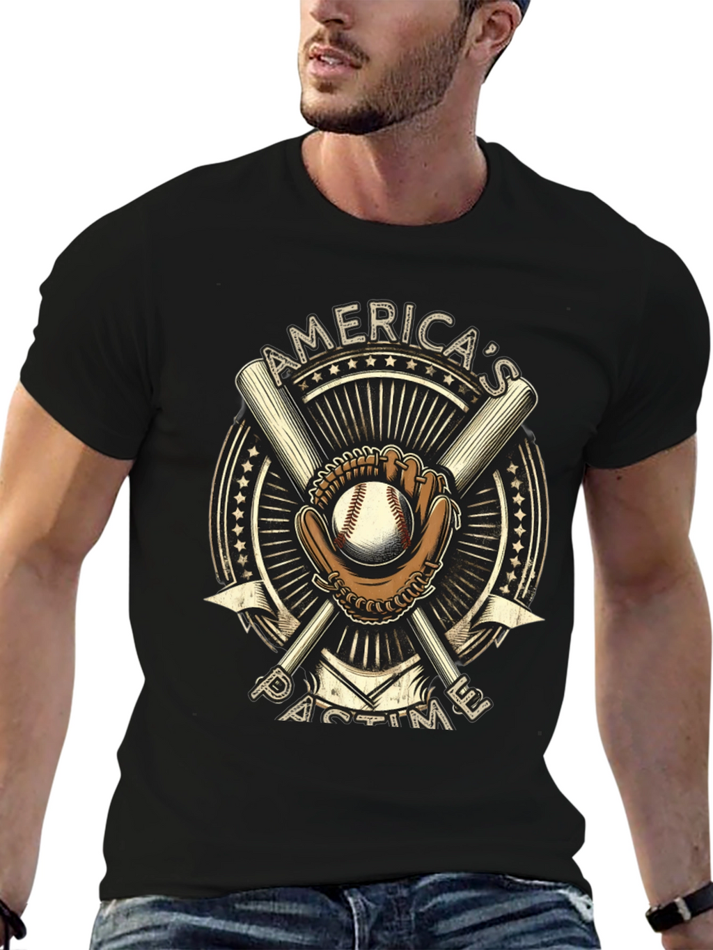 Americas Pastime Baseball Graphic T-Shirt
