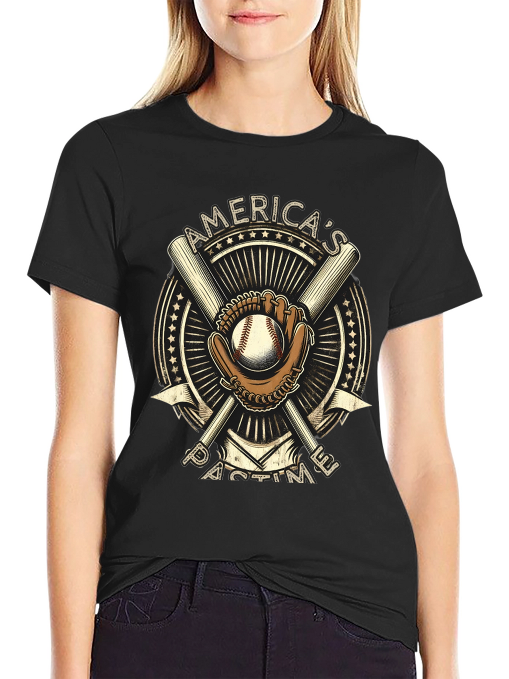 Americas Pastime Baseball Graphic T-Shirt