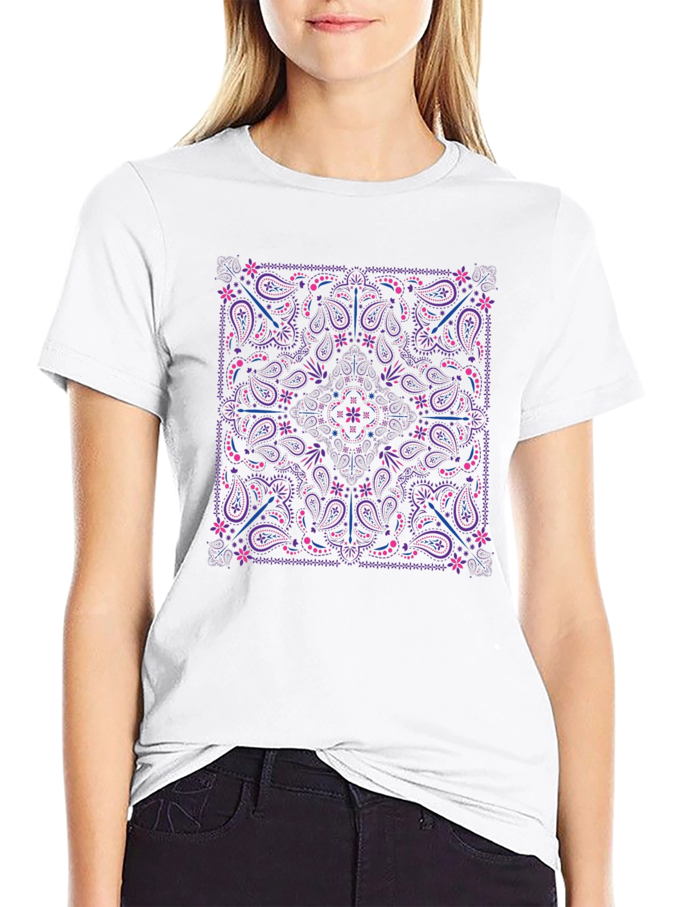 Paisley Print Crewneck T-Shirt