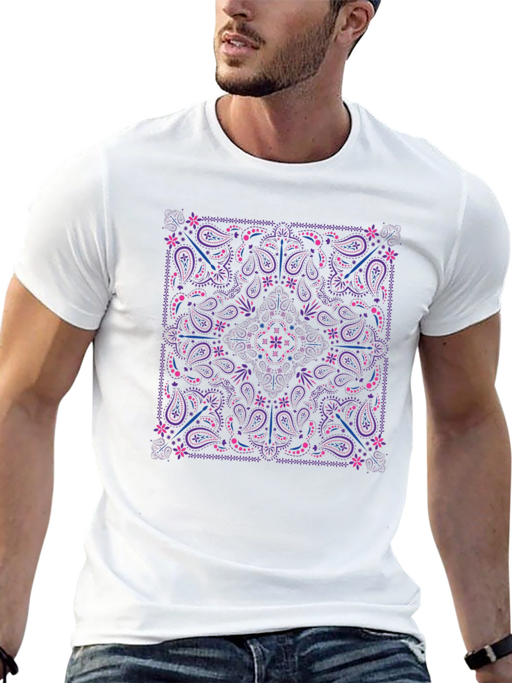 Paisley Print Crewneck T-Shirt