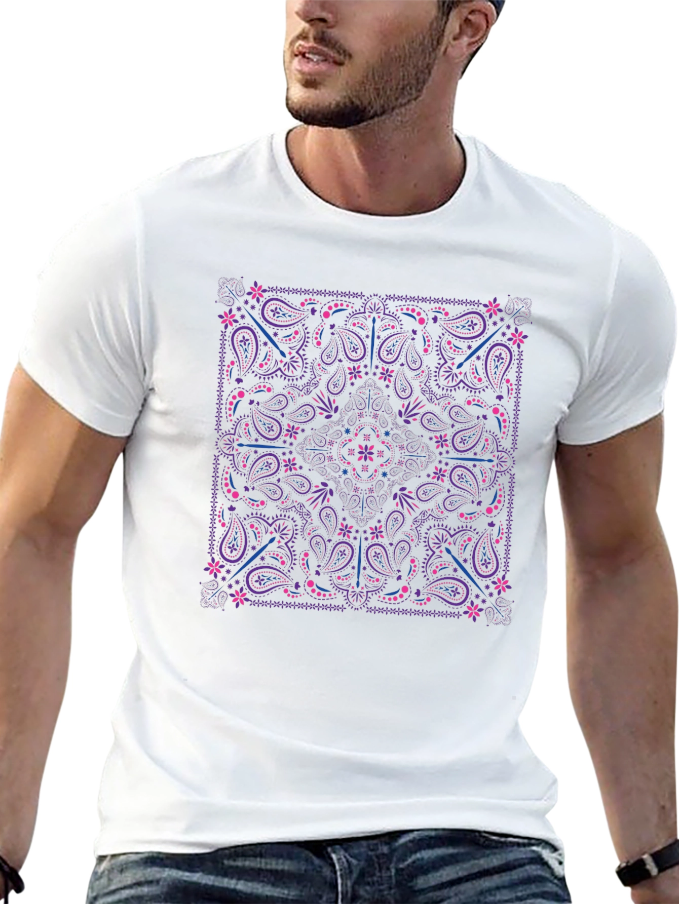 Paisley Print Crewneck T-Shirt