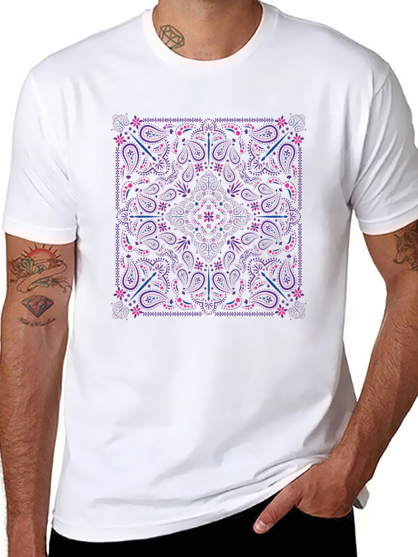 Paisley Print Crewneck T-Shirt