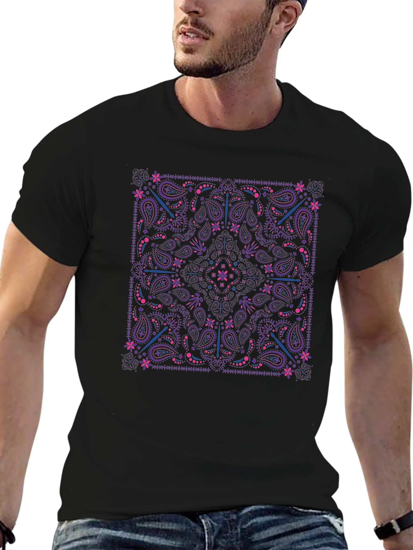 Paisley Print Crewneck T-Shirt