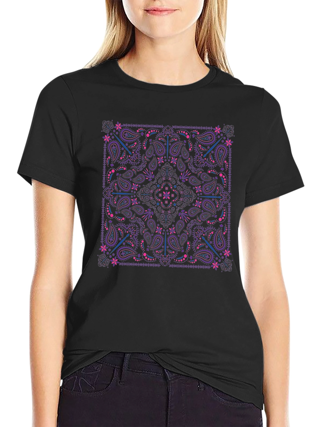 Paisley Print Crewneck T-Shirt