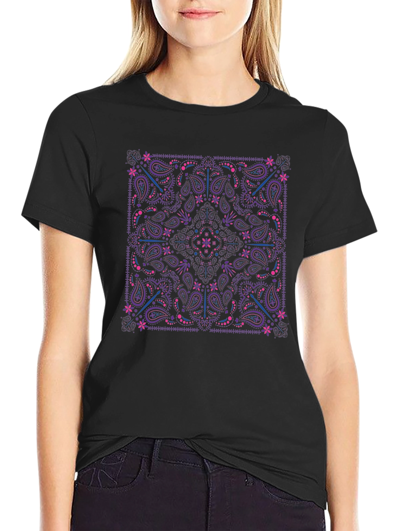 Paisley Print Crewneck T-Shirt