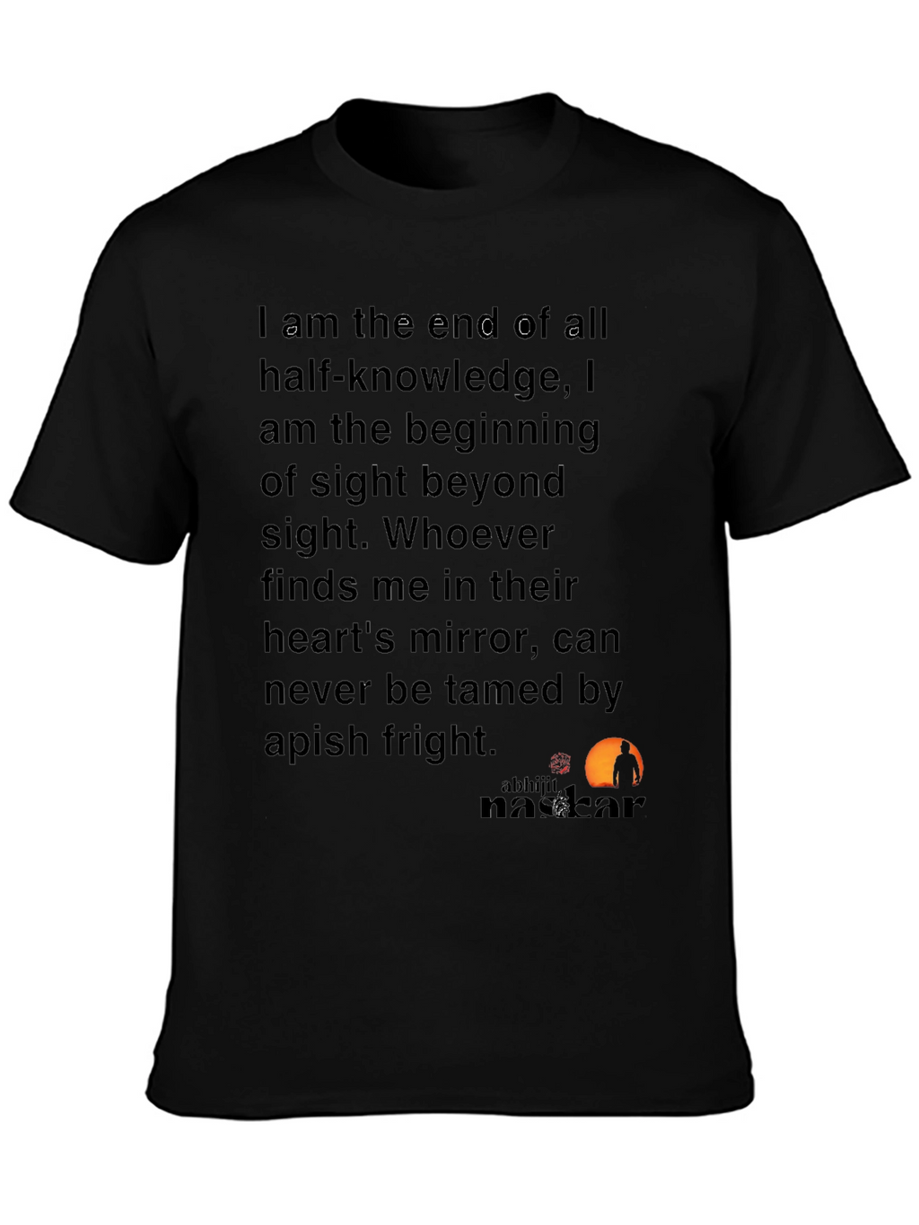 Philosophical Black T-Shirt - End of Half-Knowledge