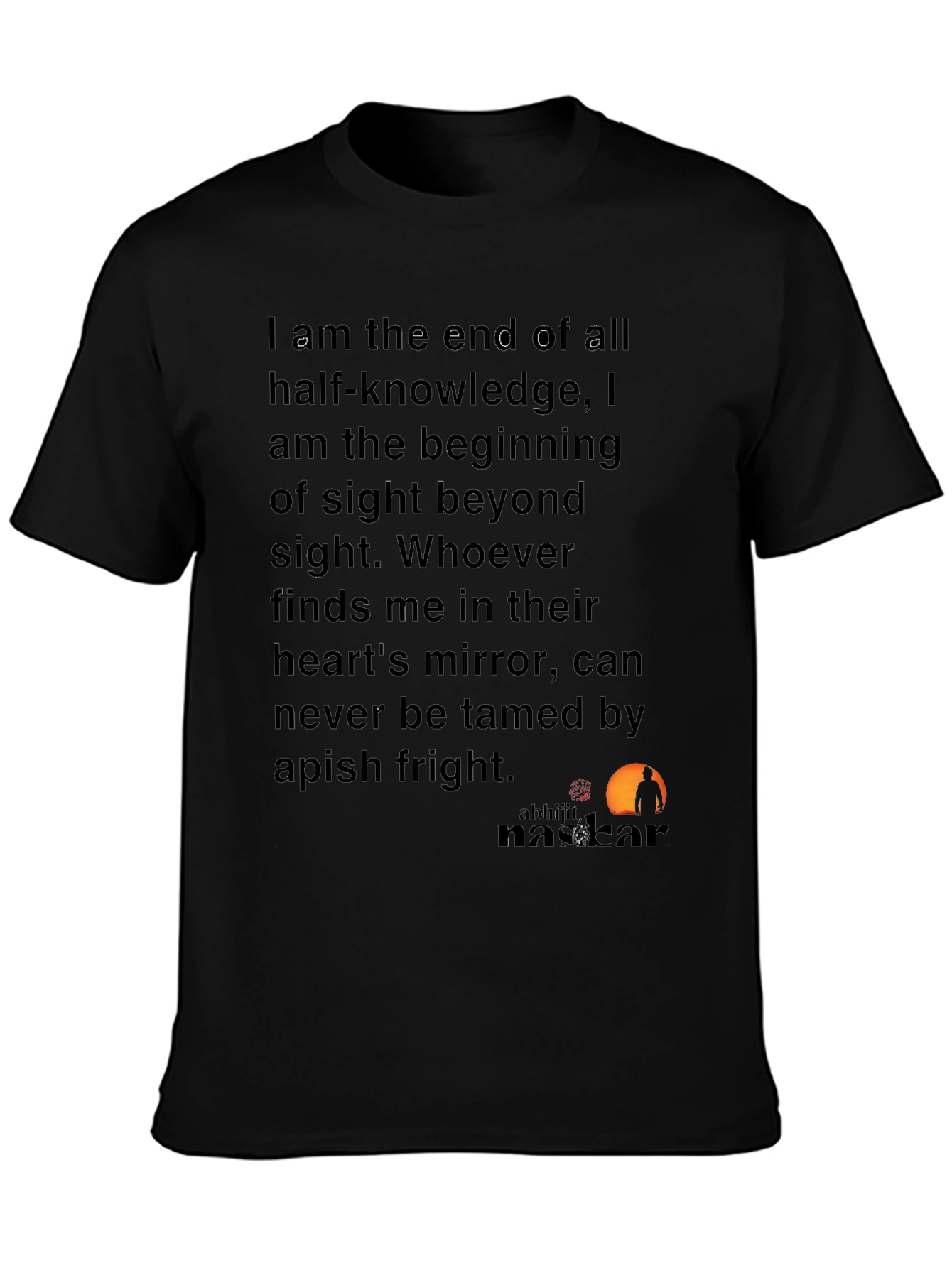 Philosophical Black T-Shirt - End of Half-Knowledge