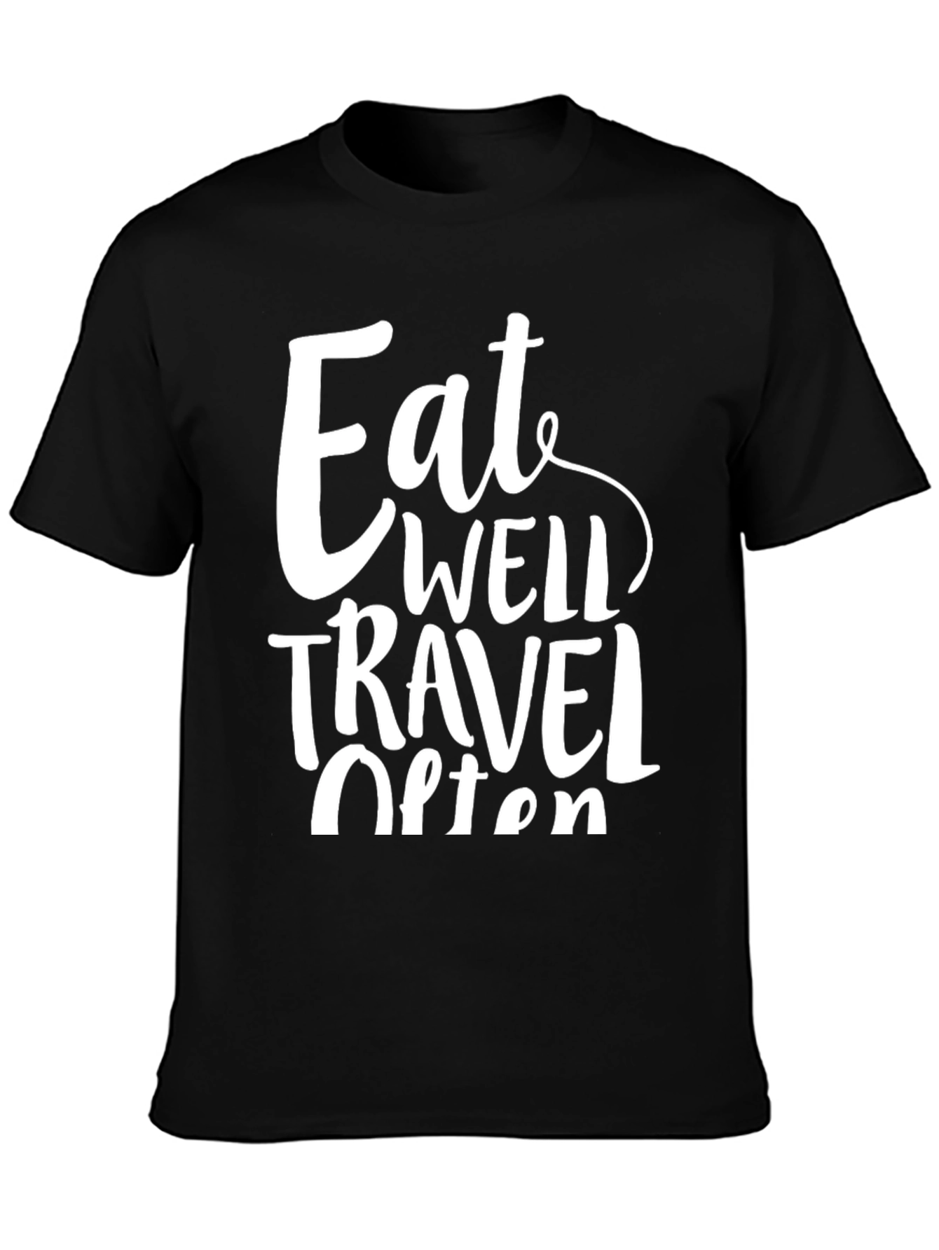 Eat Well Travel Often Black Graphic T-Shirt