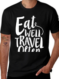 Eat Well Travel Often Black Graphic T-Shirt
